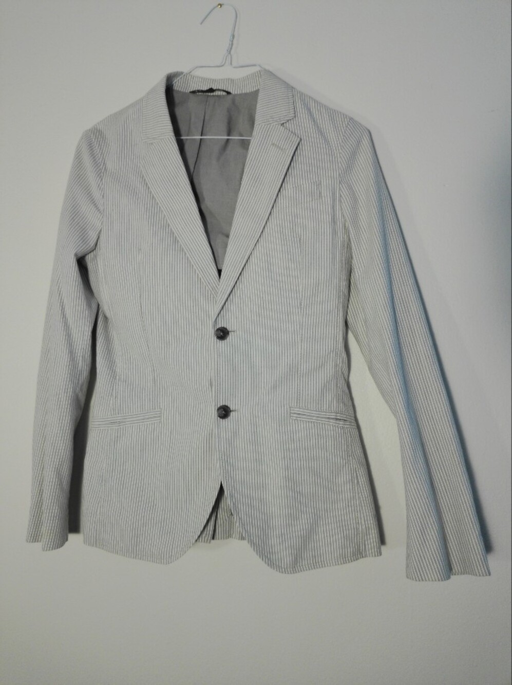 Armani Exchange Light Gray Pinstripe Blazer